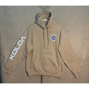 Koloa Surf Co Pullover Hoodie Mens Sz L Tan Pocket Graphic‎ Hawaii